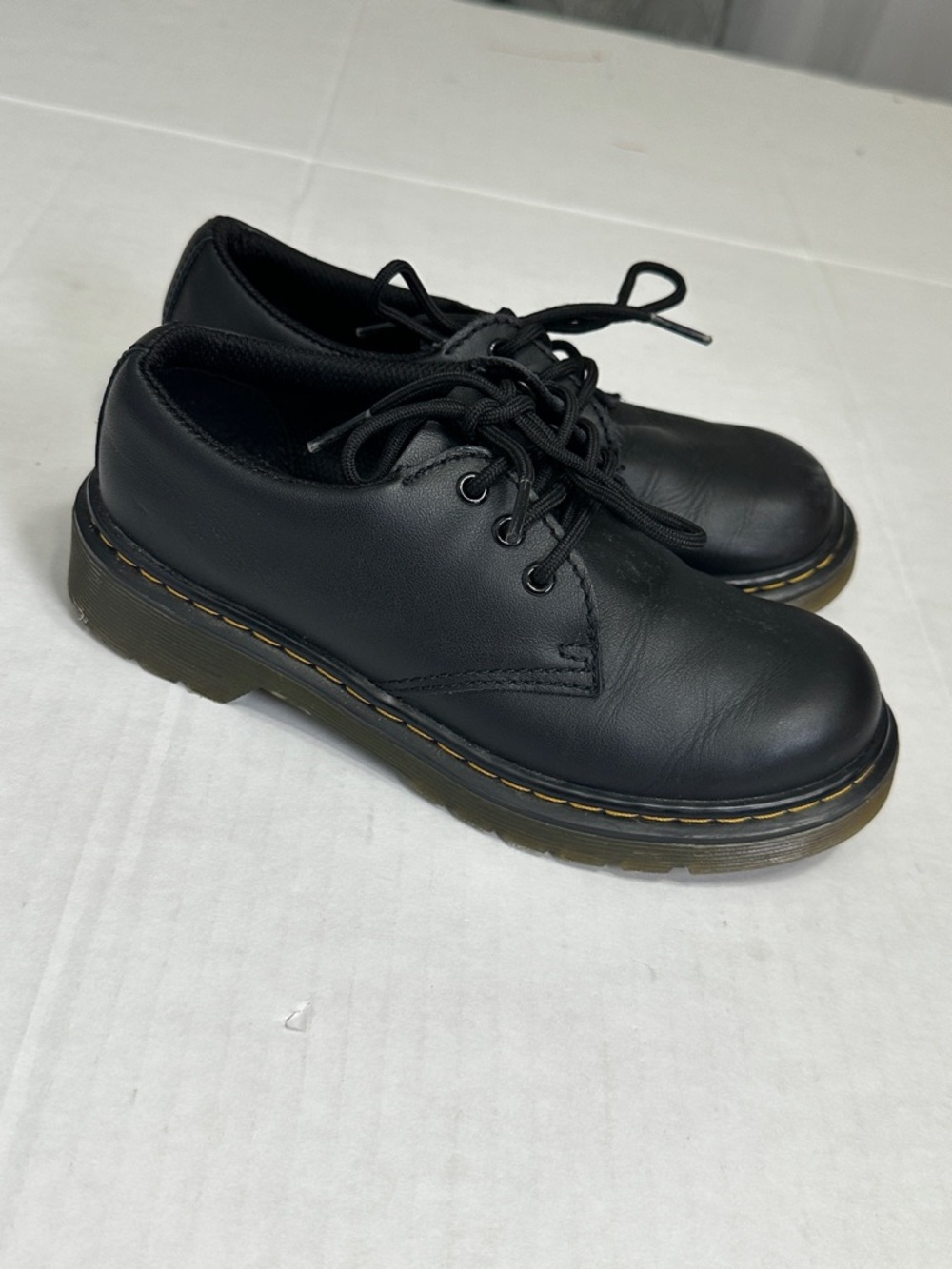 Dr. Martens Junior 1461 Shoes Black Softly T Leather Youth Kids Size 1 READ